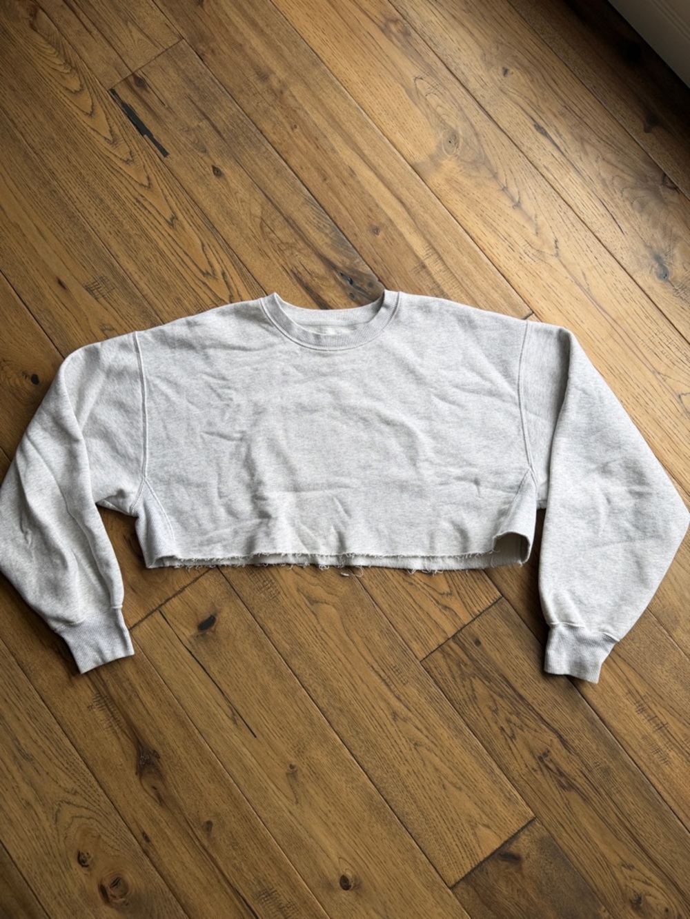 TNA Light Gray Cropped Crew Sweatshirt
